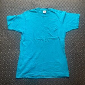 Vintage Men's Blue Cotton Short Sleeve Tee